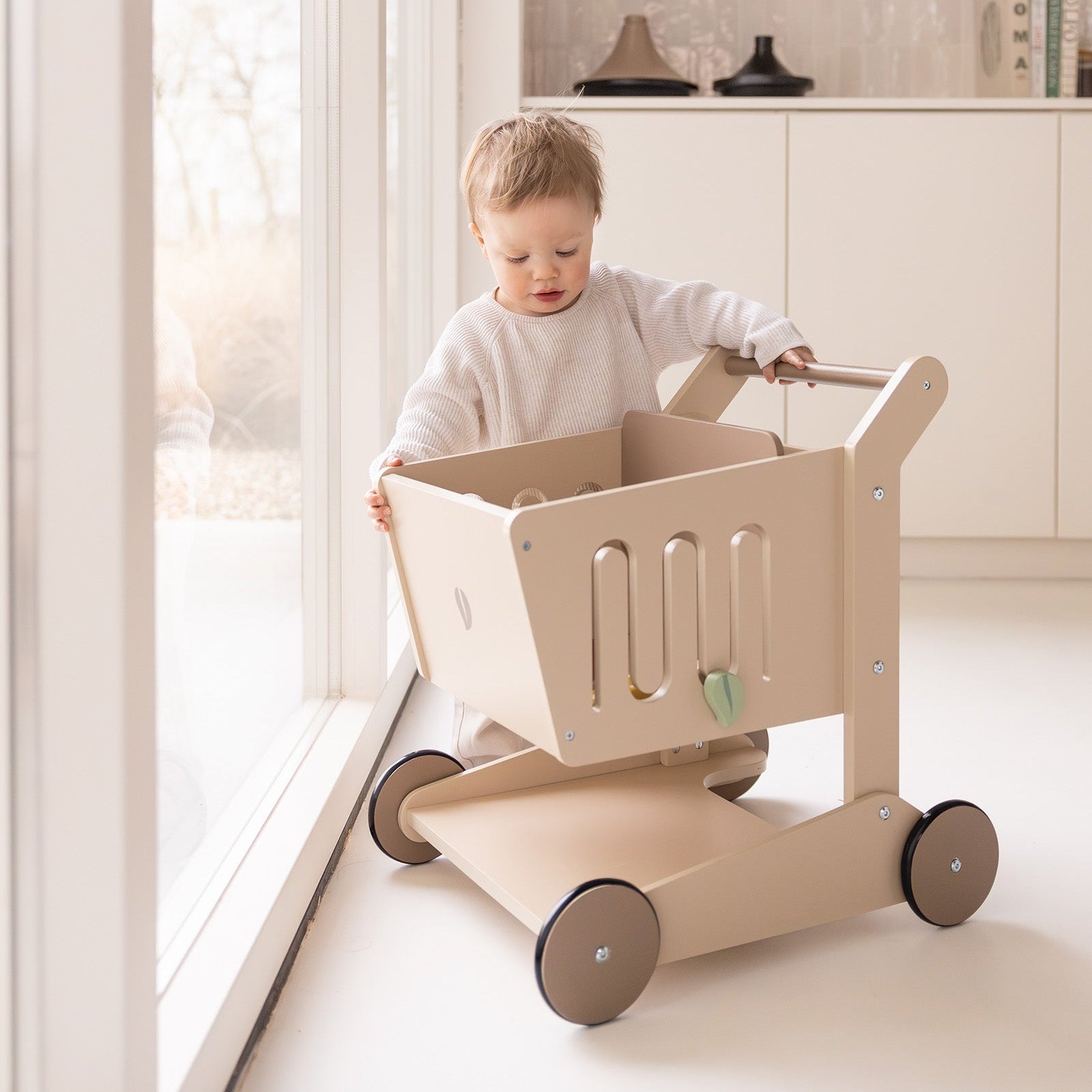 Babiem® Loopwagen Oliver | Houten winkelwagen met accessoires