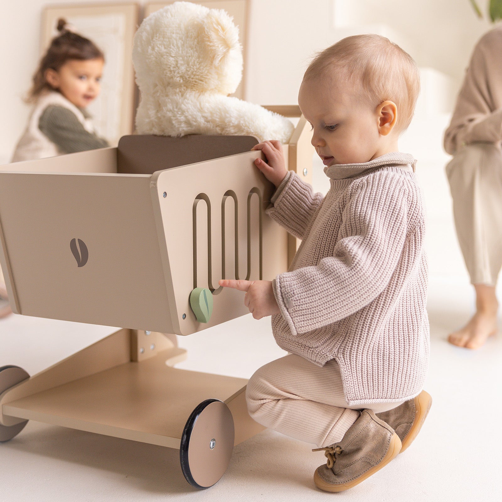 Babiem® Loopwagen Oliver | Houten winkelwagen met accessoires