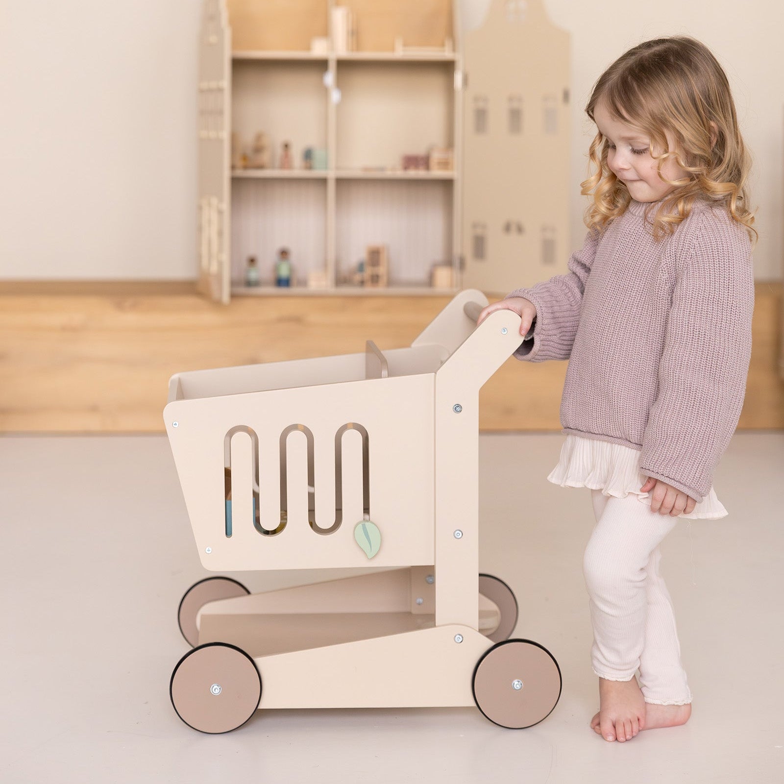 Babiem® Oliver Walker | Wooden shopping cart with accessories