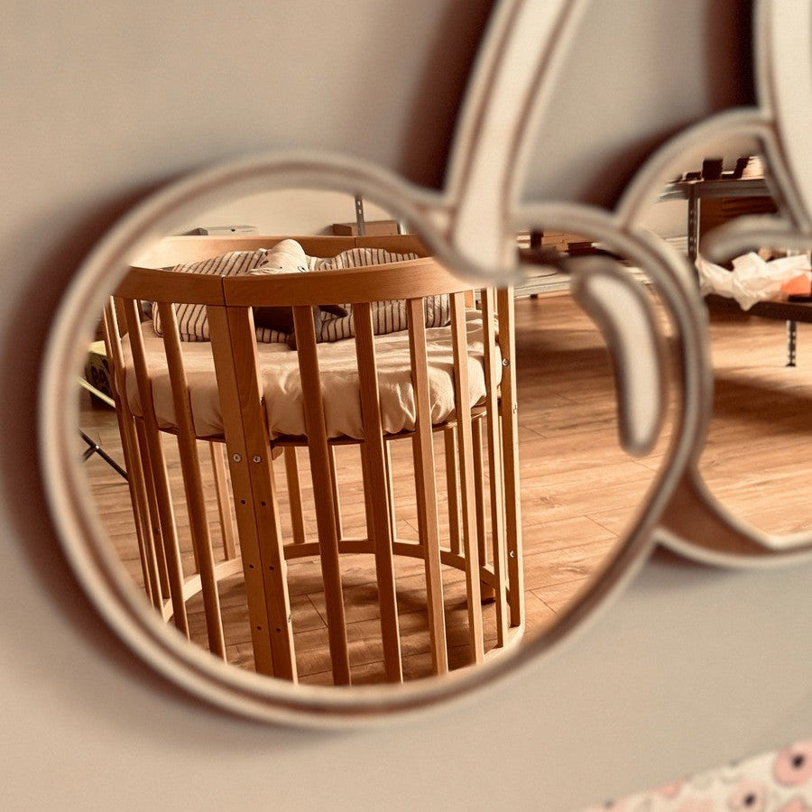 Kids Room Cherry Mirror – Child-Friendly Acrylic & Wood